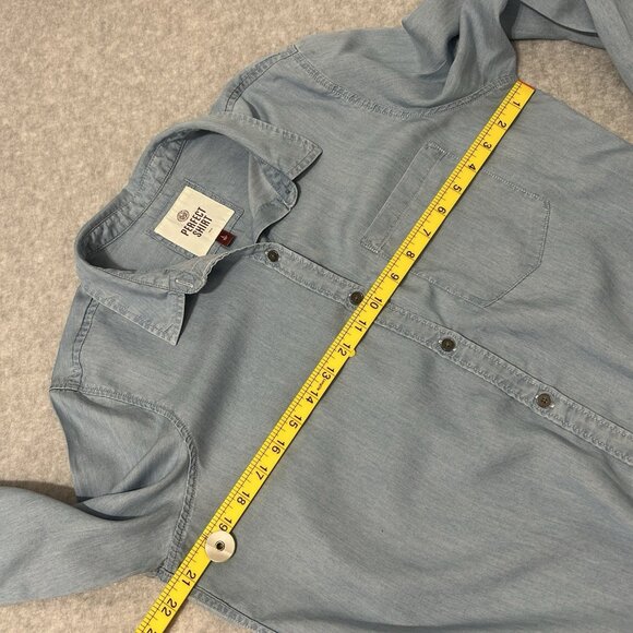 SO Favorite Shirt Chambray Blue Long Sleeve Tunic Large Lyocell Soft Lightweight - Picture 4 of 8